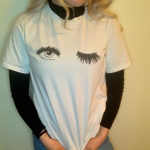 Shein white t shirt eye wink